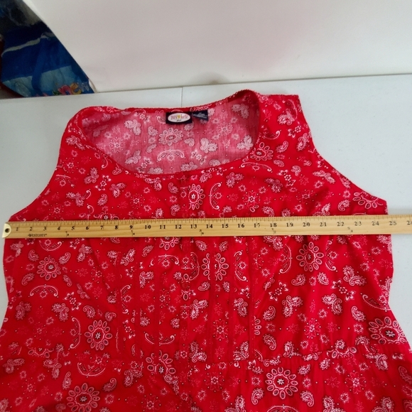 Zoey Beth Paisley Floral Print Top Size 3X Red Lace Trim Accent Button Up Shirt - Picture 6 of 11